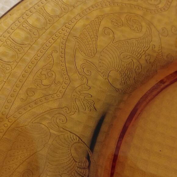 SALE 9 Cambridge Depression Era Etched Amber Salad Plates - Picture 13 of 14